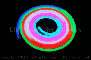 SPI対応LEDネオンフレックス SW10-D1、上面発光(ドーム型)、DC24V、幅10mm、5m、RGB