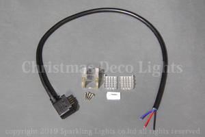 SPI対応LEDネオンフレックス SW10-D1用 電源・信号入力ケーブル(3芯先バラ)、ボトム出しタイプ
