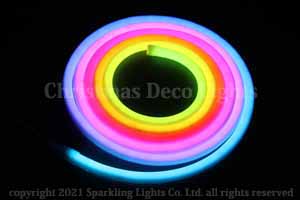 丸型360°SPI対応LEDネオンフレックス SW18-R1、DC24V、直径18mm、長さ5m、RGB