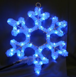 LEDスノーフレーク、30cm、ブルー