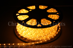 DC24V仕様 LEDロープ(チューブ)ライト、10mm2芯、電球色(オレンジゴールド)、50m、部品別売り