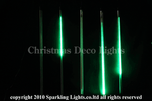 LEDスノーフォール、チューブ型(直径3cm)、100cm、5本セット、緑