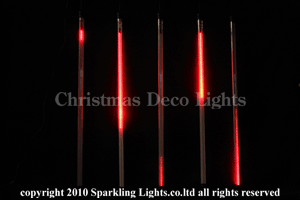 LEDスノーフォール、チューブ型(直径3cm)、100cm、5本セット、赤
