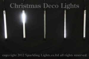LEDスノーフォール、チューブ型(直径3cm)、50cm、5本セット、白