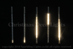 LEDスノーフォール、ミニオーバル型、30cm、5本セット、電球色