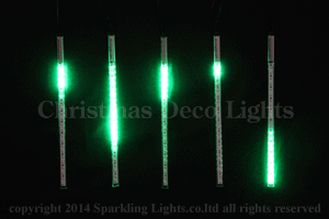 LEDスノーフォール、ミニオーバル型、30cm、5本セット、緑