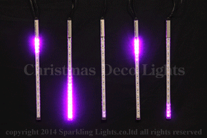 LEDスノーフォール、ミニオーバル型、30cm、5本セット、ピンク