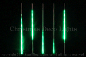 LEDスノーフォール、ミニオーバル型、50cm、5本セット、緑