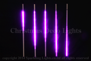 LEDスノーフォール、ミニオーバル型、50cm、5本セット、ピンク
