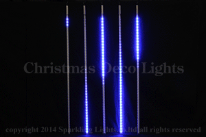 LEDスノーフォール、ミニオーバル型、80cm、5本セット、青