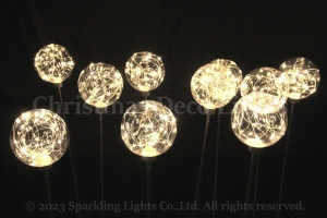 LEDニクロムボールスティックライト、直径150mm、10本＋DC電源セット、電球色(イエローゴールド)