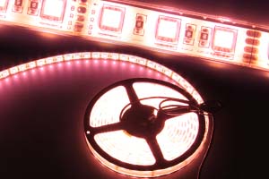 防水型LEDテープライト、SMD5050型、ピンク、300球、5m巻、白基板、部品別売り