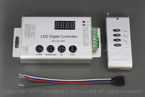 LED光の流れるテープライト、SMD5050型3球1アドレス用簡易コントローラ（リモコン付属）