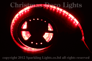 LED光の流れるテープライト、SMD5050型、赤、200球、5m、セット（本体、コントローラ、リモコン、電源）