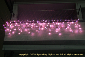 LEDイルミネーション、アイシクル(ツララ)、常点、プロ仕様(V3)、140球、ライトピンク