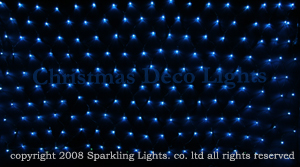 LEDイルミネーション、ネット(網状)、常点、プロ仕様(V3)、180球、黒コード、アクアブルー