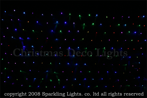 LEDイルミネーション、ネット(網状)、常点、プロ仕様(V3)、180球、黒コード、RGB(1670万色)