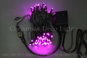 LEDイルミネーション、ストリング(ストレート)、2回路点滅、プロ仕様(V3)、100球、黒コード、ピンク