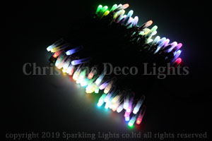 AC 2芯制御 RGB LEDストリング、プロ仕様(V4)、10m、99球、黒コード、専用コントローラ・リモコン付