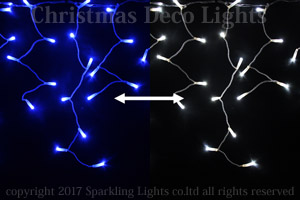 LEDイルミネーション、カラーチェンジアイシクル(ツララ)、プロ仕様(V4)、140球、シルバーコード、ホワイト/ブルー