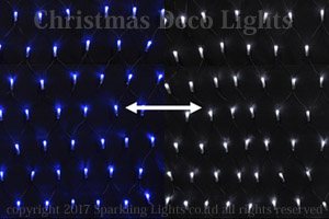 LEDイルミネーション、カラーチェンジネット(網状)、プロ仕様(V4)、180球、黒コード、ホワイト/ブルー