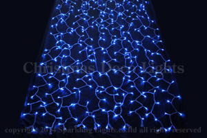 LEDイルミネーション、カーテンライト、縦横連結可能、常点、縦方向連結セット、プロ仕様(V4)、250球、シルバーコード、ブルー
