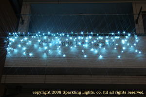 LEDイルミネーション、アイシクル(ツララ)、常点、プロ仕様(V4)、140球、シルバーコード、アクアブルー
