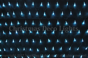 LEDイルミネーション、ネット(網状)、常点、プロ仕様(V4)、180球、黒コード、アクアブルー