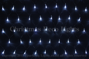 LEDイルミネーション、ネット(網状)、常点、プロ仕様(V4)、180球、黒コード、ホワイト