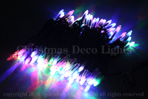 LEDイルミネーション、ストリング(ストレート)、常点、プロ仕様(V4)、100球、黒コード、RGB(ゆっくり変化)