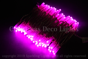LEDイルミネーション、ストリング(ストレート)、常点、プロ仕様(V4)、100球、シルバーコード、ピンク