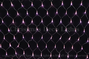 LEDイルミネーション、ネット(網状)、常点、レギュラー仕様(ツエナー無)、180球、シルバーコード、ライトピンク