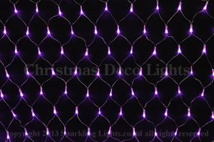 LEDイルミネーション、ネット(網状)、常点、レギュラー仕様(ツエナー無)、180球、シルバーコード、ライトパープル(藤色)