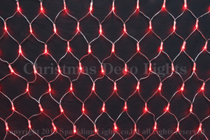 LEDイルミネーション、ネット(網状)、常点、レギュラー仕様(ツエナー無)、180球、シルバーコード、レッド