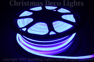 LEDネオンフレックス AJ08-D1、上面発光(ドーム型)、AC100V、幅8mm、長さ30m、ブルー