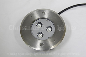 DMX対応 LED地中ライト RO-1、DC12V・9W、RGB(3in1)ｘ3灯、照射角45度、ケーブル長2m