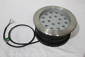 DMX対応 LED地中ライト RO-1、DC24V・54W、RGB(3in1)ｘ18灯、照射角45度、ケーブル長2m