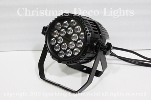 DMX対応 LEDウオールウオッシャー(PARライト)、丸型19cm、AC100V、RGBW(4in1)18灯×8W、145W、IP65、レンズ角25度